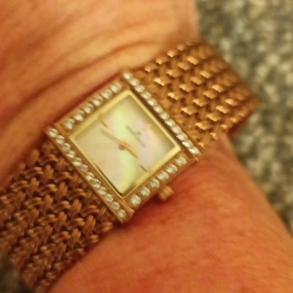 Anne Klein mother pearl rose gold women's watch